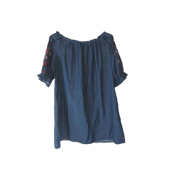 J Gee Women's Blue Dress cold shoulder 1X Large embroidered - Picture 3 of 11